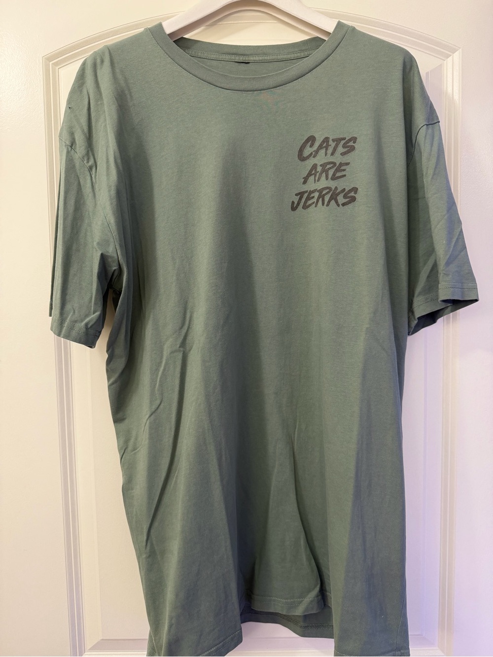 Cats Are Jerks Graphic Tee - Sage Green Short Sleeve